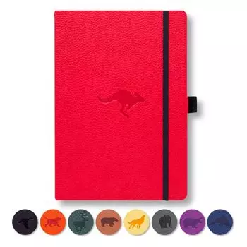 Блокнот Wildlife Dotted Linen Medium Red A5 в твердом переплете из искусственной кожи кремового цвета, 100 г/м2, с рисунками* - Блокнот, Кенгуру, - - - Перфорированный,