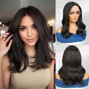 BLONDE UNICORN Парик с кружевной передней частью, черный волнистый парик, синтетические волосы для женщин, повседневные вечерние косплей, термостойкие волокна волос