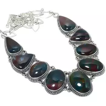 Кровавый камень(Гелиотроп) Ювелирные изделия из серебра 925 пробы с драгоценными камнями ручной работы, ожерелье 18 дюймов JCN484-429
