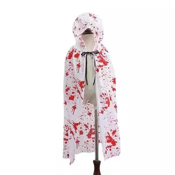 Bloodstain Halloween Death Cloak with Cap Plaid Spider Web Cape Performance Property Children-Style 1