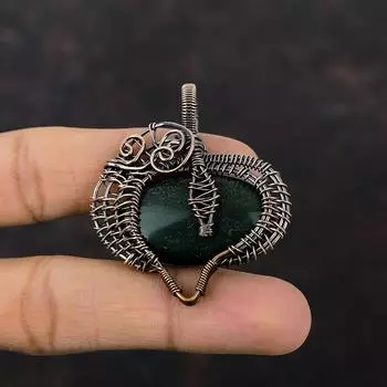 Подвеска из кровавого камня, подвеска из медной проволоки, красивая подвеска ручной работы, ювелирные изделия из драгоценного камня кровавого камня, уникальный дизайн, подвеска, подарки на помолвку