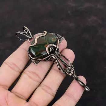 Подвеска из кровавого камня, подвеска из медной проволоки, подвеска ручной работы, ювелирные изделия из кровавого камня, подвеска из настоящего драгоценного камня, подарок для нее, ювелирные изделия из медной проволоки