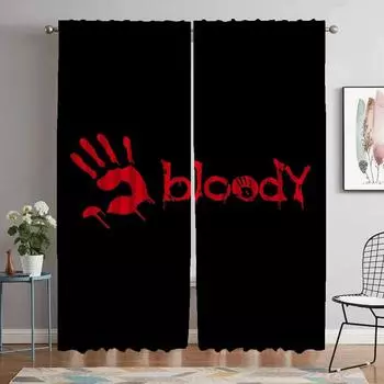 Bloody Shades Blackout Curtain for Room 2 Panel Anti-mosquito Curtains Home Interior Curtains Halloween Decoration Partition W50xH70cmx2pcs-CL