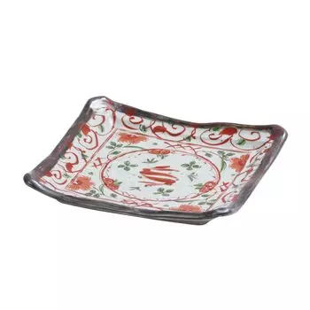 BLOOM bloom Mino ware red flower picture square plate 14328