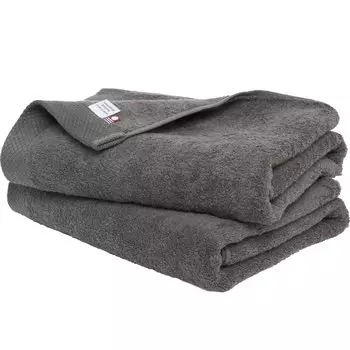 Bloom Imabari Certified Bath Set of Ciel Indoor Made in Japan Towels, 2, Hotel-Quality, Absorbent, Quick-Drying, Drying, 100% Cotton, (Charcoal)