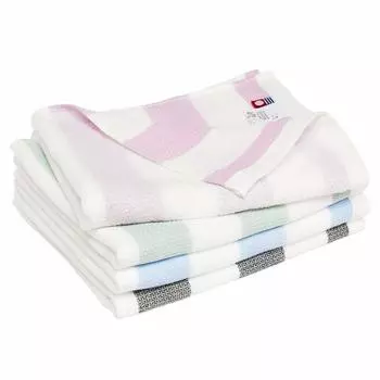 Bloom Imabari Towel Certified Gauze Towel Face Towel Set of 4 Groovy Border Kitchen Towel Quick Drying Room Drying Made in Japan Cotton 100%