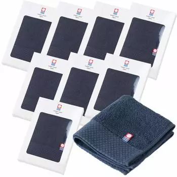 Bloom Imabari Towel Certified Small Gift Set of Gift 22 x 23 Individually Made in Cotton Handkerchiefs, 8, Ciel, Boxed, cm, Wrapped, Japan, 100%