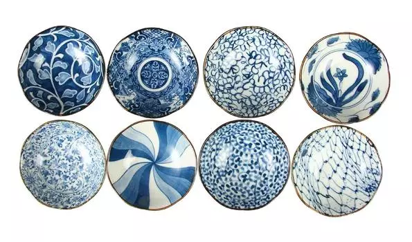 bloom Mino ware with different patterns and 8 small bowls 89784