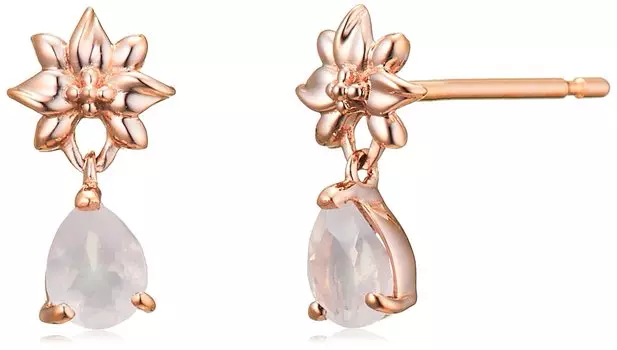 BLOOM в красивых серьгах пуансеттия из розового золота K10 с розовым кварцем [BLOOM] [Опубликовано сладко] [Опубликовано Цветы] 0221-0224-0049-0000