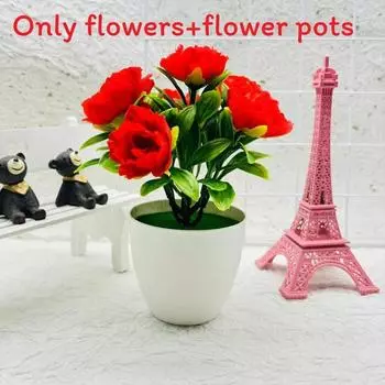 Blossom Rose Miniature Plant Artificial Silk Flowers Home Decor Office Display