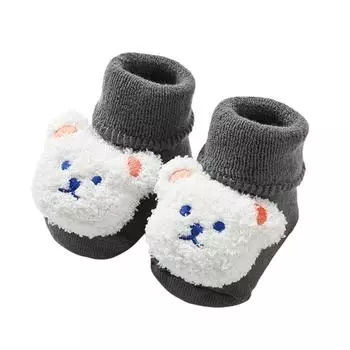 Blotona Детские носки-тапочки Детские носки для новорожденных Теплые Толстые Носки с нескользящей подошвой Уютные Зимние Рождественские носки, 0-3 года S 0-1Year