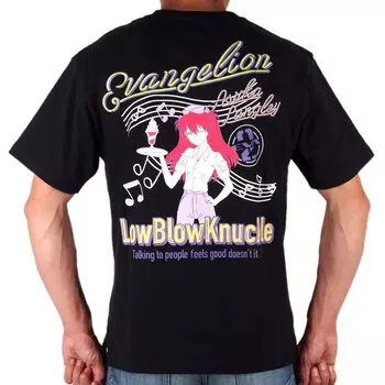 BLOW Low Blow Knuckle x EVANGELION Evangelion Collaboration Short Sleeve Asuka Langley Girl English 551361 Black Biker American Casual 2021 чёрный