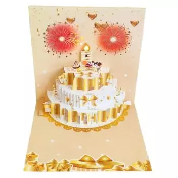Blowable Led Candle Happy Birthday Card Musical and Light Luxurious Foil Stamping Cards All Ages Style C 18*18cm