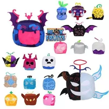 Blox Fruits Аниме-игра, плюшевая игрушка, коробка с фруктами и леопардовым узором, плюшевая игрушка, мягкая игрушка с фруктами, рождественский подарок для детей