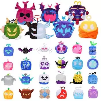 Blox Fruits Мягкая игрушка Аниме-игра Фрукты Леопардовый узор Коробка Мягкие куклы Мягкая плюшевая фруктовая фигурка Рождественский подарок для детей