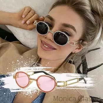 Blu-Ray защитные ретро круглые солнцезащитные очки женские винтажные солнцезащитные очки в стиле стимпанк для мужчин прозрачные линзы солнцезащитные очки со стразами culos