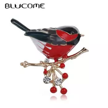 Blucome 2021, разноцветная брошь с изображением птицы для женщин и девочек, праздничная повседневная брошь для шарфа, костюм, булавки, качественная булавка, ювелирные аксессуары красный