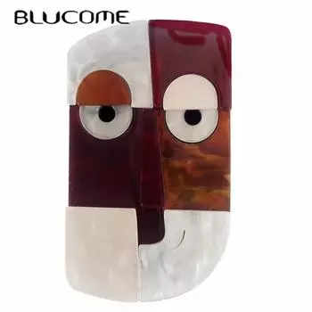 Blucome акриловая брошь с абстрактным лицом Ван Гога, мультяшная брошь для женщин и мужчин, одежда, сумка, подвеска, значок, подарок на Новый год оранжевый