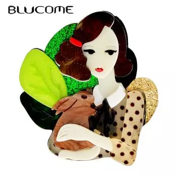 Blucome акриловая брошь с кроликом для девочек, нежная женская булавка, модные ювелирные изделия из ацетатного волокна, новый дизайн, 2023, высокое качество зелёный