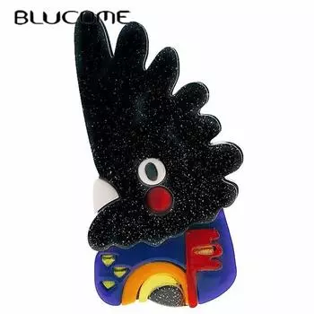 Blucome акриловая милая брошь с изображением попугая и птицы с клювом для женщин и мужчин, сумка, костюм, шпильки для хиджиаба, подарок на Новый год чёрный