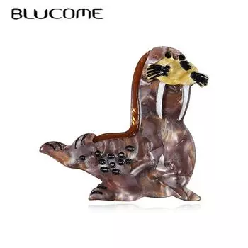 Blucome акриловые броши ручной работы с изображением животных для женщин и мужчин, милые сидячие домашние животные, повседневная вечерние брошь, булавка, подарки, ювелирные аксессуары коричневый