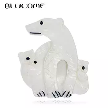 Blucome акриловые броши ручной работы с полярным медведем для женщин, милые животные, смола, булавка для лацкана, ювелирные изделия, женский значок, аксессуары для одежды белый