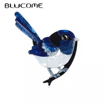 Blucome акриловые броши ручной работы с животными и птицами для женщин и мужчин, милые сидящие домашние Повседневные вечерние броши, булавка, подарки, ювелирные аксессуары синий