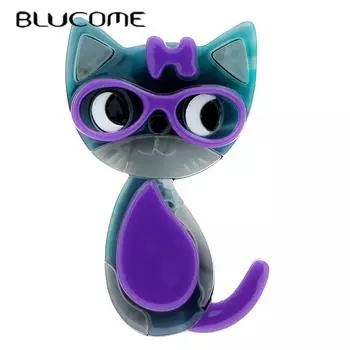 Blucome акриловые броши с изображением кота для женщин, булавка из ацетатного волокна, 4 цвета, дизайн с животными, модные украшения красный