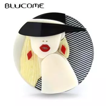Blucome акриловые женские броши для женщин носить шляпу модный макияж для девочек вечерние офисная брошь булавка подарки