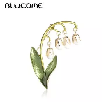 Blucome, элегантная эмалированная подвеска с кисточками, цветочные броши для женщин, женский костюм, зажим для воротника, булавка, свадебная брошь подружки невесты, подарок зелёный