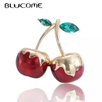 Blucome эмалированные кремовые броши с вишней для женщин унисекс фрукты летние вечерние офисные броши булавки подарки красный