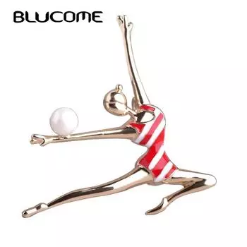 Blucome Beauty Girl Танцевальные броши для женщин Корсажный костюм Шарф Шляпа Булавки ювелирные изделия красный