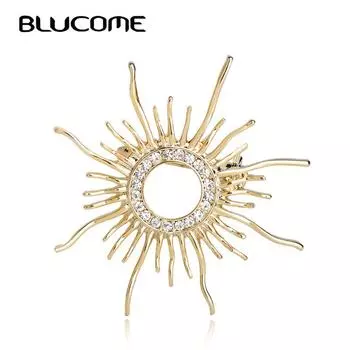 Blucome большие цветочные броши для женщин, золотой цвет, пряжка для шарфа, кристаллы и стразы, брошь в виде подсолнуха, булавки, аксессуары для подружки невесты золотой