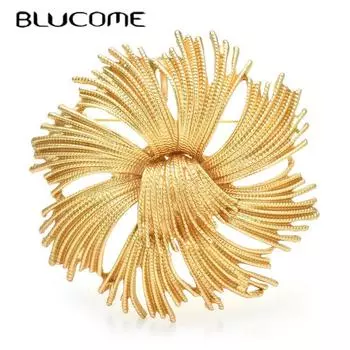 Blucome большие красивые броши с цветами для женщин, унисекс, универсальные блестящие цветы, растения, вечерние офисные броши, булавки, подарки золотой