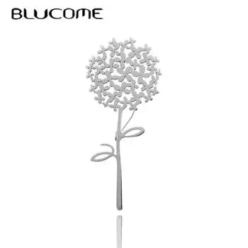 Blucome брошь в виде цветка одуванчика из нержавеющей стали для женщин, очаровательное растение, офисная вечеринка, повседневный костюм, булавки, ювелирные изделия, аксессуары серебряный