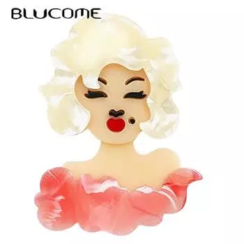 Blucome Ins модная милая акриловая брошь для девочек для женщин и мужчин, одежда, сумка, подвеска, значок, Рождественский подарок фиолетовый