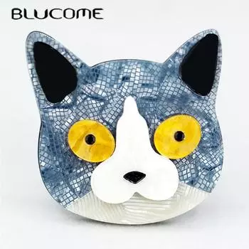 Blucome качественные акриловые броши с животными, милые аниме, форма головы собаки для женщин и мужчин, костюм, шарф, булавки для хиджаба синий