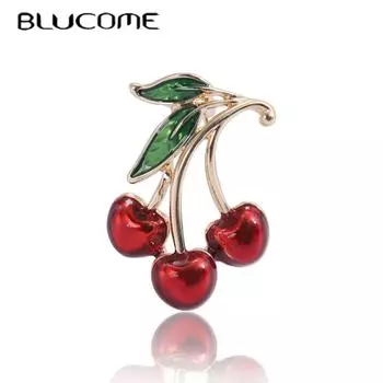 Blucome красивые броши с вишней для женщин, красная эмаль, фрукты, растения, вечерние офисные украшения, булавка, подарки красный