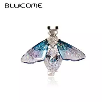 Blucome красивые красочные блестящие броши в форме пчелы в форме насекомых для женщин и девочек, костюм, шарф, булавки для хиджаба, качественная медь, новая мода жёлтый