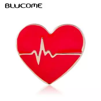 Blucome красная эмаль любовь сердцебиение брошь в форме корсажа доктор медсестра больничный значок специальный дизайн броши в форме сердца зажим для воротника красный