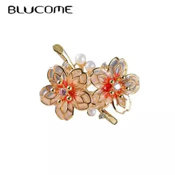 Blucome красные цветы сливы броши для женщин булавки для хиджаба подарки оранжевый