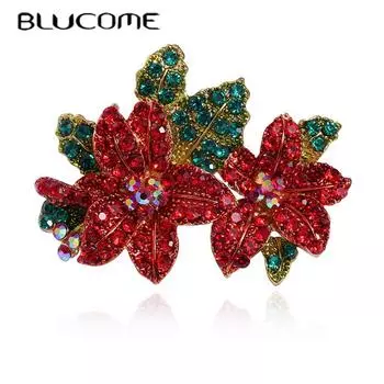 Blucome красный цветок брошь булавки с растениями женская брошь для пальто костюм булавки для хиджаба подарок на Новый год красный