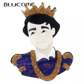 Blucome креативная акриловая брошь с рисунком принца для женщин и мужчин, сумка для костюма, булавки для хиджаба, подарок на Новый год синий