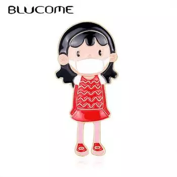 Blucome, Лидер продаж, изысканная эмалированная фигурка для девочек, броши в форме корсажа, брошь в форме доктора и медсестры, зажим для воротника рубашки, булавка для хиджаба, значок на шляпе красный