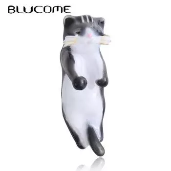 Blucome манекен, милая стереопсис, капающая масло, броши с изображением кота для женщин и мужчин, золотой цвет, свадебная брошь, специальный дизайн, булавки синий