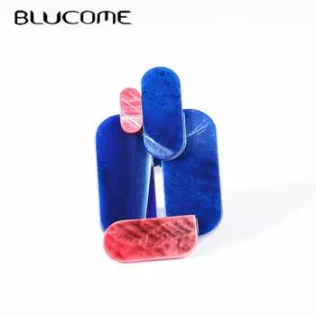 Blucome милая акриловая брошь с геометрическим узором, шпильки, женская брошь для костюма, пальто, булавки для хиджаба, бейджи, подарки на Новый год синий