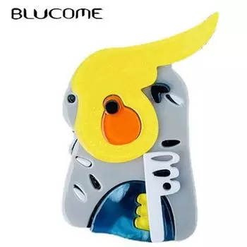 Blucome милая акриловая брошь с изображением попугая и птицы для женщин и мужчин, сумка, костюм, булавки для хиджиаба, подарок на Новый год красный