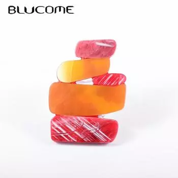 Blucome милая акриловая красная геометрическая брошь, булавка, женская брошь для костюма, булавки для лацкана, значок, подарки на Новый год