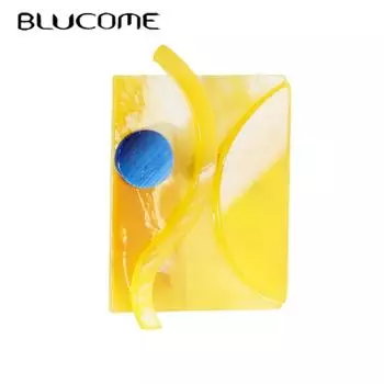 Blucome милая акриловая прямоугольная женская брошь для пальто, костюма, хиджаба, булавки для лацкана, подарки на Новый год жёлтый