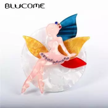 Blucome милая акриловая женская брошь с розовым ангелом для пальто, хиджаб, булавки для лацканов, значок, подарки на Новый год розовый